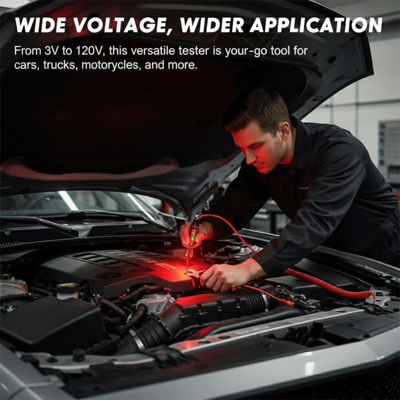 Workshop Use Tools - ปากกาทดสอบแรงดันไฟฟ้า 3V 120V จอแสดงผลดิจิตอล หัววัดยาว พกพาสะดวก