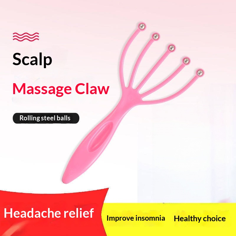 Tools Work - เครื่องนวดศีรษะแบบมือถือ 5 นิ้ว พร้อมลูกกลิ้ง นวดหนังศีรษะ บรรเทาอาการปวดศีรษะ