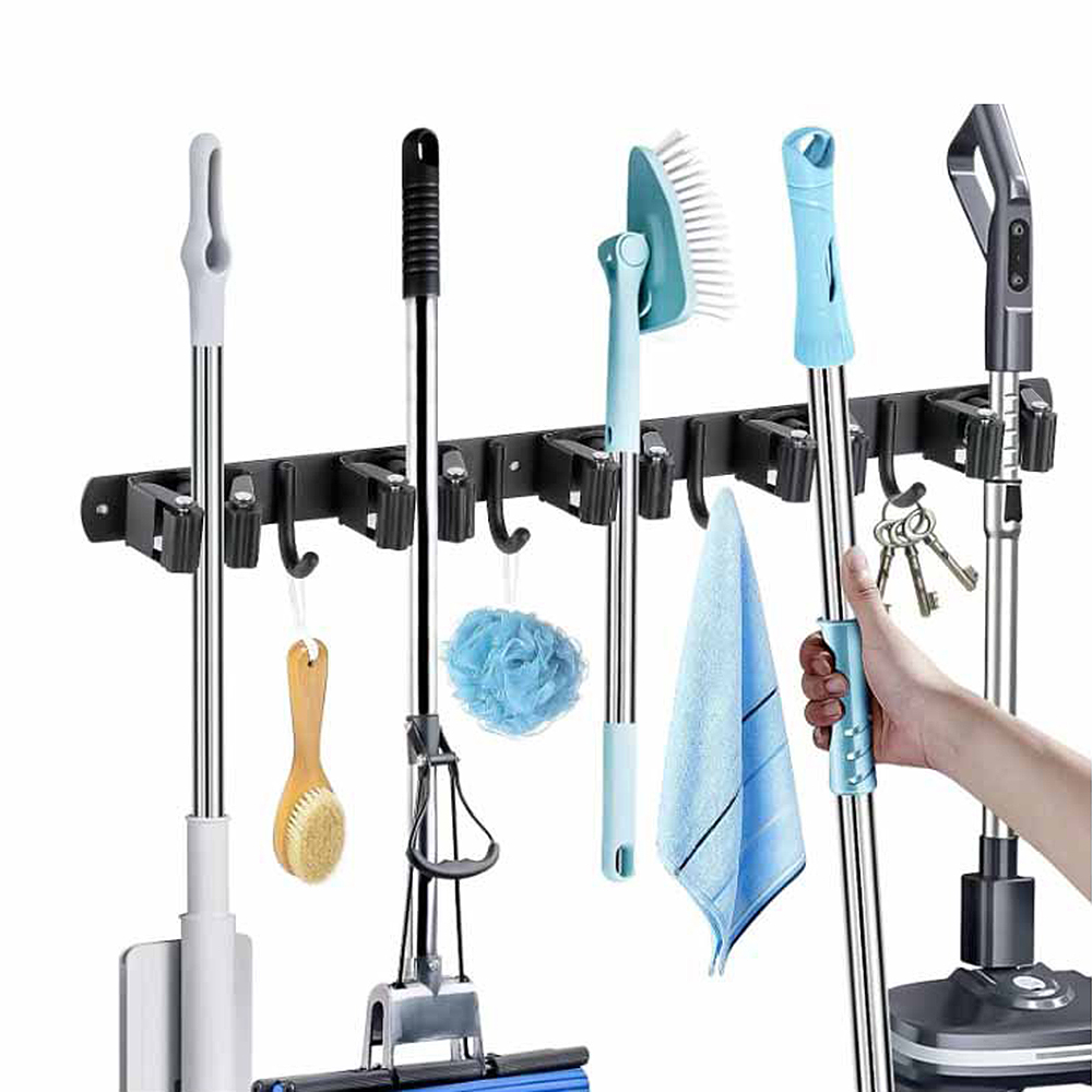 Workshop Tools On Wall - ที่แขวนไม้ถูพื้นและไม้กวาดสแตนเลสแบบติดผนังอเนกประสงค์ สำหรับห้องน้ำ ห้องครัว ที่เก็บของในโรงรถ และอุปกรณ์ทำสวน