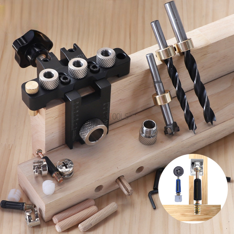 Pocket Hole Jig - ชุดอุปกรณ์เจาะเดือยปรับระดับได้ 3-in-1 ขนาด 8/10/15 มม. สำหรับงานไม้