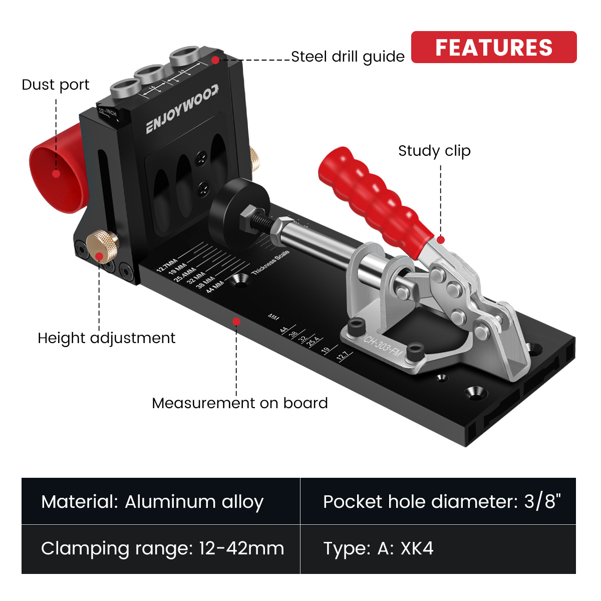 Enjoywood XK4งานไม้เอียงหลุมเจ - Pocket Hole Jig บทวิจารณ์และราคา
